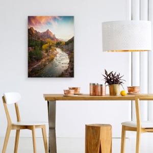 Tablou canvas - Parcul National Zion, Utah, Apus De Soare, Rau, 50 x 70 cm - Img 4