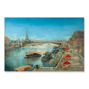 Tablou Canvas - Paris, Bulevard, Turnul Eiffel, Vapor, Nautic, Pod, Vara, 80 x 120 cm