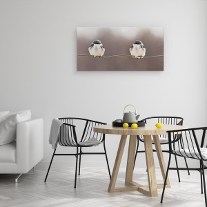 Tablou canvas - Pasari Pe Un Fir, Animale, Pasari, Aripi, Sarma, 50 x 100 cm - Img 4