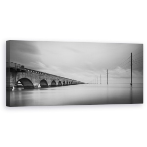 Tablou Canvas - Pasarile Vorbesc, Florida, Peisaj Marin, Florida Chei, Bw, Peisaj, Podul, 30 x 90 cm