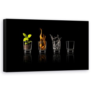 Tablou Canvas - Patru Elemente, Apa, Sol, Foc, Flacara, 50 x 100 cm