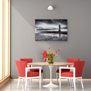 Tablou canvas - Pe Plaja Talacre, Tara Galilor, Far, Nisip, 80 x 120 cm - Img 4
