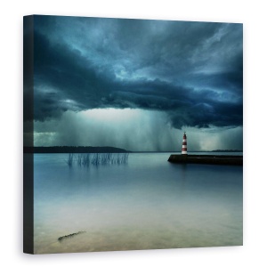 Tablou canvas - Peisaj, Furtuna, Peisaj, Far, Maritim, Pier, 90 x 90 cm