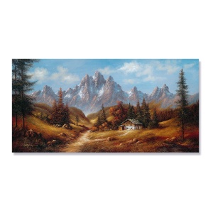 Tablou Canvas - Peisaj, Munte, Copaci, Casuta, Toamna, 50 x 100 cm