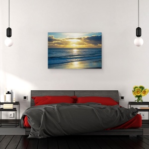 Tablou canvas - Peisaj, Natura, Mare, Valuri, Nisip, Apus De Soare, Raze De Lumina, 40 x 60 cm - Img 3