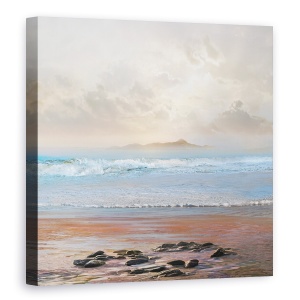 Tablou canvas - Peisaj, Natura, Nisip, Scoici, Valuri, Munti, Pictura, 60 x 60 cm