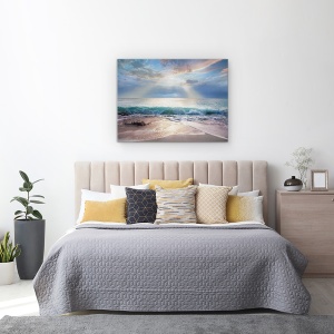Tablou canvas - Peisaj, Natura, Nisip, Valuri, Mare, Raze De Soare, 60 x 80 cm - Img 3