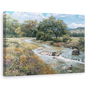 Tablou canvas - Peisaj, Natura, Peisaj, Rau, Flori de Camp, Pictura, 40 X 60 cm