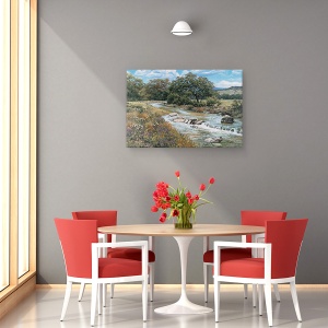 Tablou canvas - Peisaj, Natura, Peisaj, Rau, Flori de Camp, Pictura, 40 X 60 cm - Img 4
