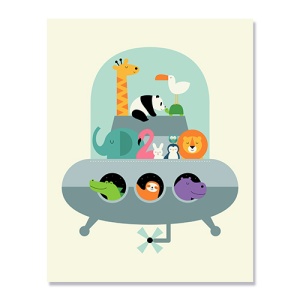 Tablou Canvas pentru copii - Jirafa, Urs Panda, Elefant, Leu, Crocodil, Foca, Animale, 40 x 50 cm