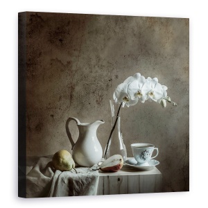 Tablou Canvas - Perete Vechi, Culori, Natura Moarta, Vaza, Ceasca, 90 x 90 cm