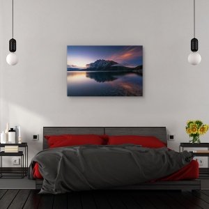 Tablou canvas - Pescuit pe lacul Minnewanka, Peisaj, Canada, Reflectie, 60 x 90 cm - Img 3