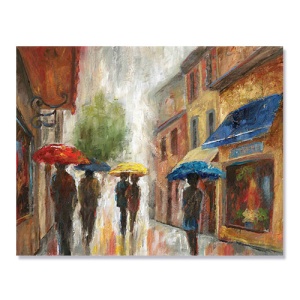 Tablou Canvas - Plimbare prin ploaie I, Ubrele, Oameni, 80 x 100 cm
