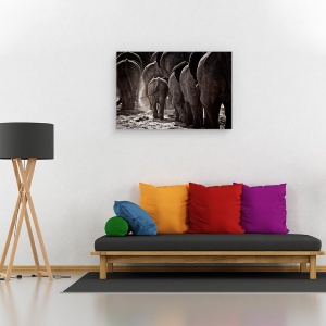 Tablou canvas - Plimbare Spre Casa, Elefant, Africa, Mers Pe Jos, Salbatic, Copil, 60 x 90 cm - Img 2