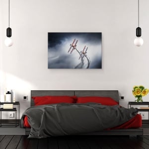 Tablou canvas - Plimbari Cu Aripa, Actiune, Elice, Avioane Cu Elice, Airshow, Fum, 40 x 60 cm - Img 3