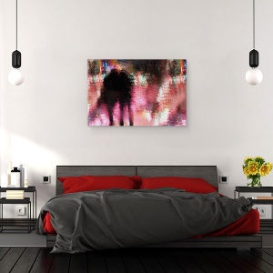 Tablou canvas - Ploaie Deasupra Balciului, Targ De Distractii, Oglinda, Roz, Noapte, Lumini, 60 x 90 cm - Img 3