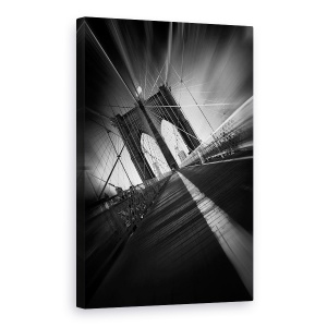 tablou decorativ canvas alb-negru cu Podul Brooklyn și Manhattan