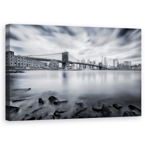 Tablou canvas - Podul Brooklyn, Peisaj, Arhitectura, Rau, Hudson, 50 x 80 cm