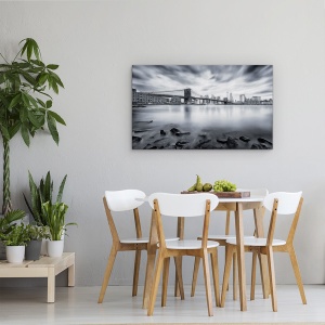 Tablou canvas - Podul Brooklyn, Peisaj, Arhitectura, Rau, Hudson, 50 x 80 cm - Img 4