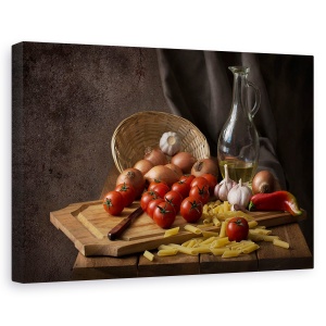 Tablou canvas - Pofta buna!, Natura moarta, Compozitie, Rosie, Bucatarie, 80 x 120 cm