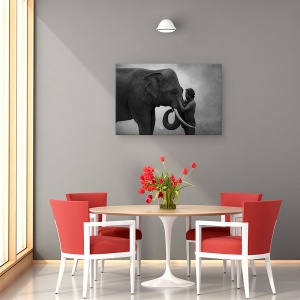 Tablou canvas - Prieten, Elefant, Om, Vanator, Thailanda, Relatii, 80 x 120 cm - Img 4