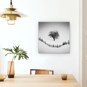 Tablou Canvas - Prins, Copac, Iarna, Zapada, Alb-Negru, 60 x 60 cm - Img 4