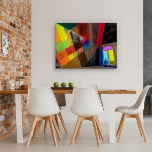 Tablou canvas - Privelistea Albastra, Curcubeu, Culoare, Fereastra, 75 x 100 cm - Img 4