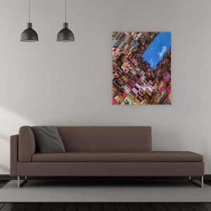 Tablou canvas - Priveste In Sus, Complex, Cladiri, Apartamente, Culori, Patrat, 60 x 75 cm - Img 2