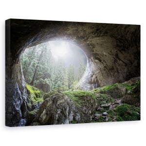 Tablou canvas - Privind spre cer, Peisaj, Copaci, Pestera, Raza De Soare, 60 x 90 cm