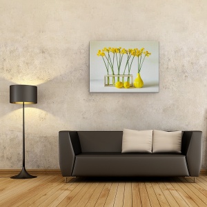 Tablou Canvas - Prospetimea Primaverii, Flori, Vaze, Lamai, Galben, 50 x 70 cm - Img 2