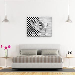 Tablou canvas - Puncte Si Dungi, Ochelari, Model, Dungi, Zebra, Alb-Negru, 60 x 75 cm - Img 3
