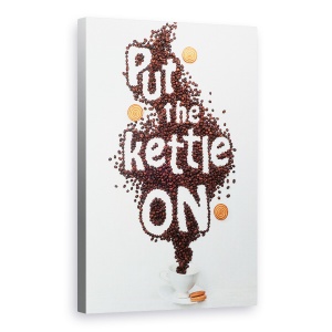 Tablou canvas - Pune Ceainicul Pe Foc, Cafea, Alimente, Text, Bea, Natura Moarta, 40 x 60 cm