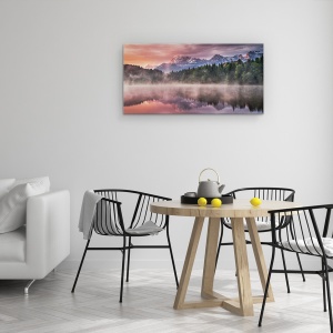 Tablou Canvas - Rasarit de soare, Alpi, Geroldsee, Lac, Reflectie, Apa, 50 x 100 cm - Img 4