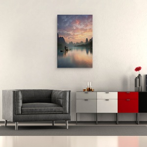 Tablou canvas - Rasarit, Munte, Rau, China, 40 x 60 cm - Img 2