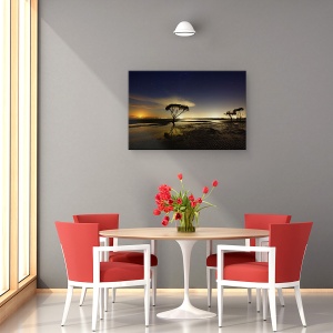 Tablou canvas - Rasaritul Lunii, Noapte, Plaja, Nisip, Luna, Copac, 60 x 90 cm - Img 4