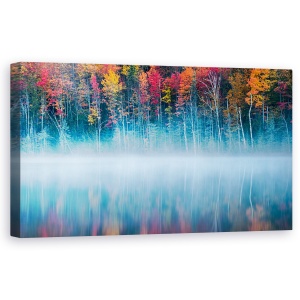 Tablou Canvas - Reflexie De Dimineata, Peisaj, Toamna, Atmosfera, Ceata, 50 x 100 cm
