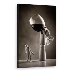 Tablou canvas - Refuzat, Mana, Sticla, Pahar De Vin, Alb-Negru, 40 x 60 cm
