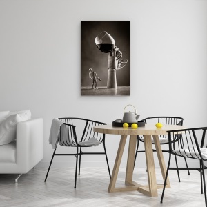 Tablou canvas - Refuzat, Mana, Sticla, Pahar De Vin, Alb-Negru, 60 x 90 cm - Img 4