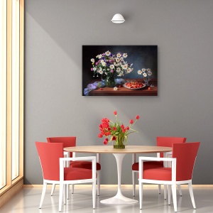 Tablou decorativ natură moartă cu cireșe pe canvas