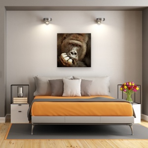 Tablou Canvas - Rostul Vietii ..., Gorila, Ganditor, Maimuta, 60 x 60 cm - Img 3