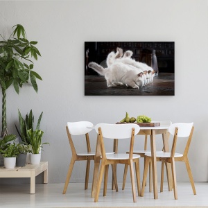 Tablou canvas - Sa Fie Lapte, Pisica, Birman, Mananca, 50 x 80 cm - Img 4