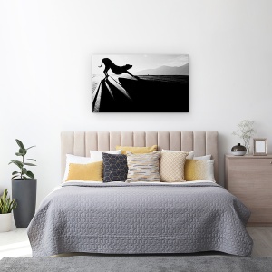 Tablou canvas - Salutul Soarelui, Alb-Negru, Umbra, Caine, Pet, 50 x 80 cm - Img 3