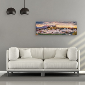 Tablou canvas - Salzburg In Culori De Toamna, Cer, Castel, Peisaj Urban, Sat, 30 x 90 cm - Img 2