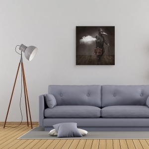 Tablou canvas - Si Apoi A Sosit, Om, Masca, Nor, Fum, Baston, 90 x 90 cm - Img 2