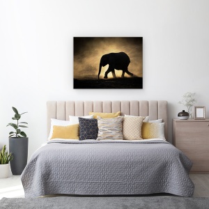 Tablou canvas - Silueta, Elefant, Praf, Africa, Animale, Natura, 75 x 100 cm - Img 3
