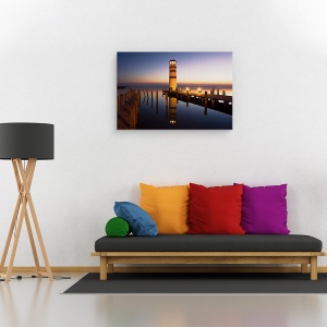 Tablou canvas - Silueta Farului, Peisaj, Apa, Calm, Noapte, 60 x 90 cm - Img 2