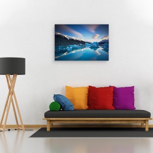 Tablou canvas - Simetrie de Iarna, Aisberguri, Munti, Ghetar, Aisberg, Racoare, Zapada, 60 x 90 cm - Img 2