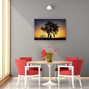 Tablou canvas - Soare Pentru Tine, Romantism, Apus De Soare, Bicicleta, 80 x 120 cm - Img 4