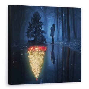 Tablou canvas - Speranta Craciunului, Noapte, Reflectie, 90 x 90 cm