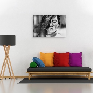 Tablou canvas - Sperante Nevazute, Pistrui, Portret, Alb-Negru, Ochi, Stare De Spirit, 40 x 60 cm - Img 2